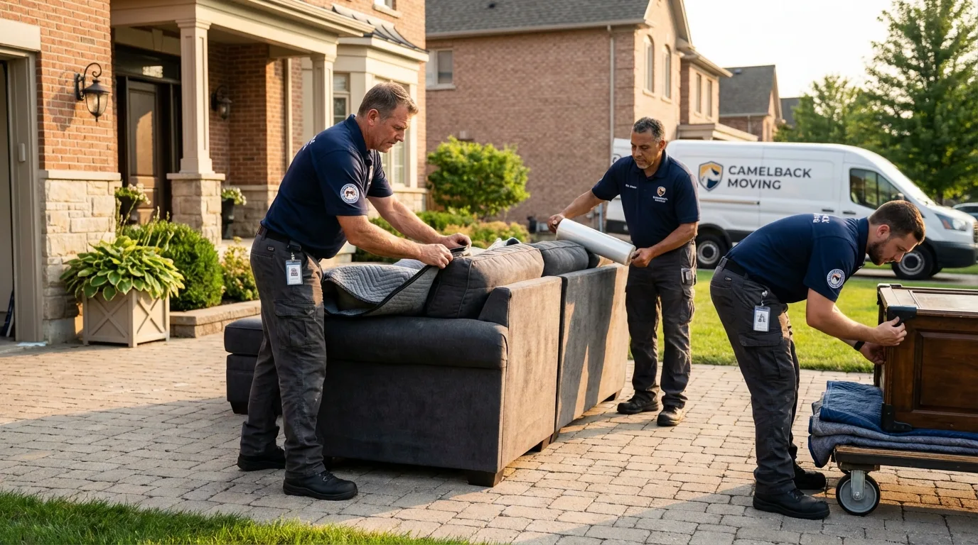 Large estate moving crew wrapping furniture in Picayune, MS