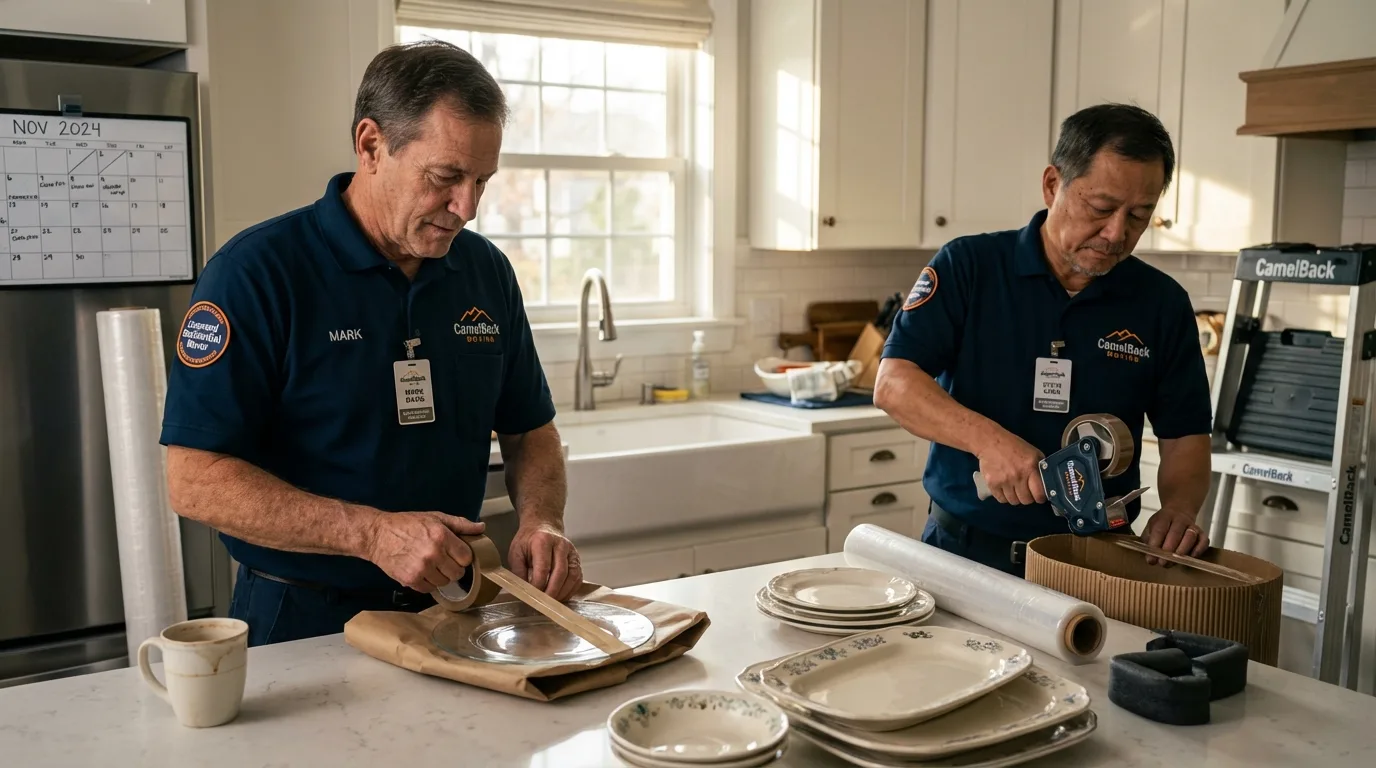 Professional crew packing kitchen dishware in Picayune, MS